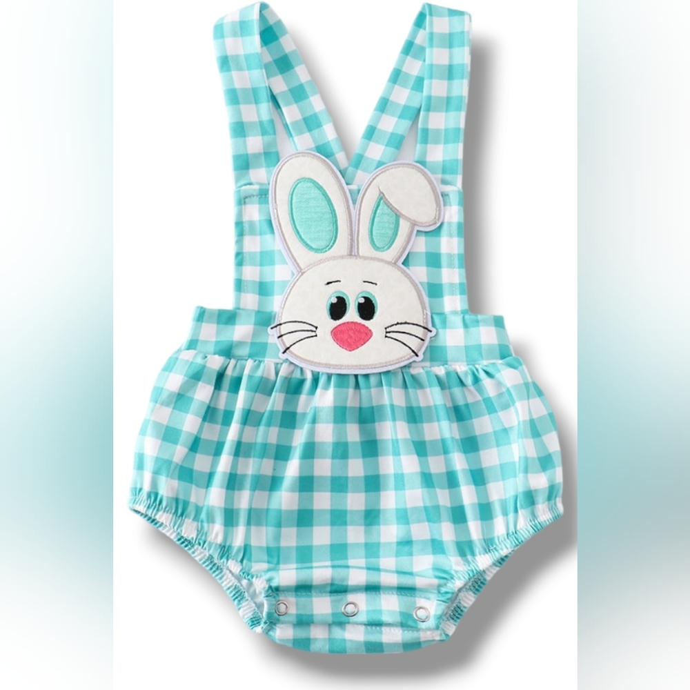 Baby Boy Plaid Bunny Romper